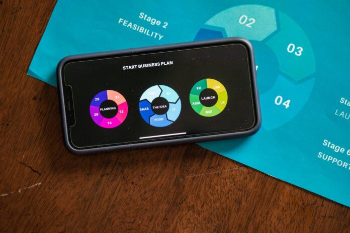 Mobile app mockup displayed on a table, showcasing innovative AI micro SaaS ideas for potential users.