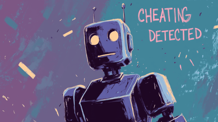 Using AI to cheat, generated with Midjourney