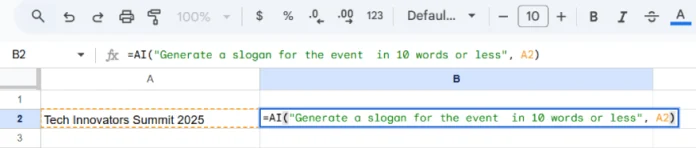 How to Use =AI function in Google Sheets