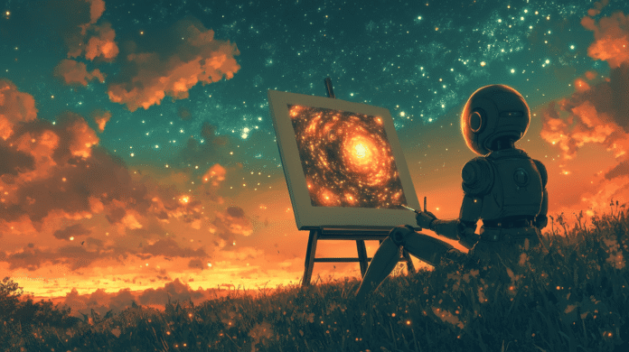 An AI creating an image of the universe, generated with Midjourney