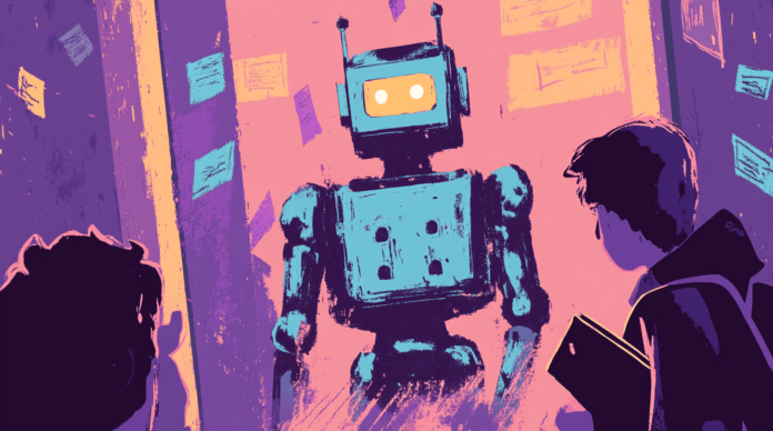 AI in the classroom, generated with Midjourney