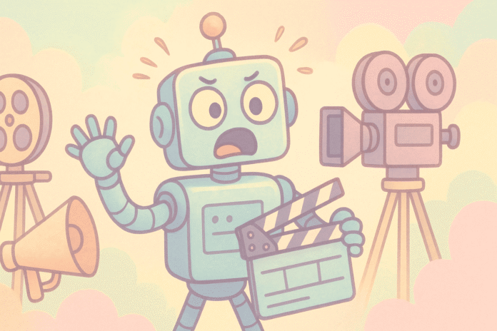 A robot directing a movie, generated with GPT